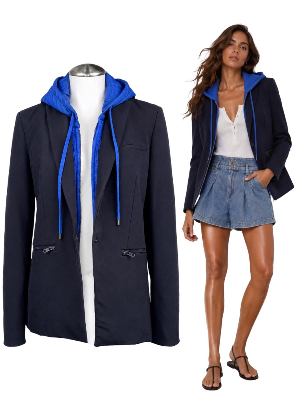 $645 Veronica Beard Scuba Dickey Blazer Jacket – Navy Blue – Size 4